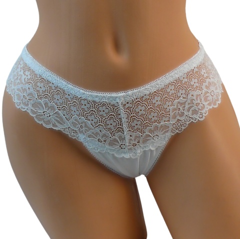 Sexy ZMYSŁOWE koronkowe majtki STRINGI białe XL