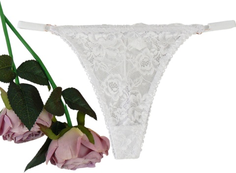 KORONKOWE FIGI STRINGI majtki DAMSKIE białe L/XL