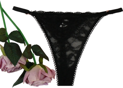 KORONKOWE FIGI STRINGI majtki DAMSKIE czarne S/M