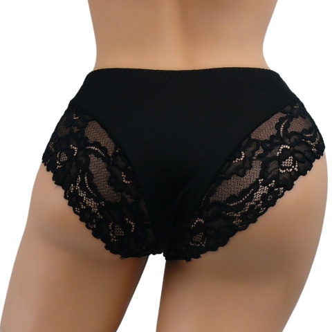 DAMSKIE KORONKOWE majtki figi 2XL czarne Yibili