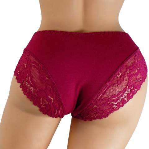 KORONKOWE MAJTKI FIGI DAMSKIE XL bordowe