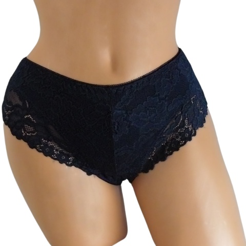 KAROMI Damskie Figi Majtki Bawełniane z Koronką XL granatowe