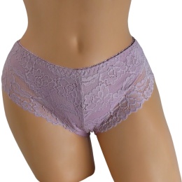 KAROMI Damskie Figi Majtki Bawełniane z Koronką XL różowe