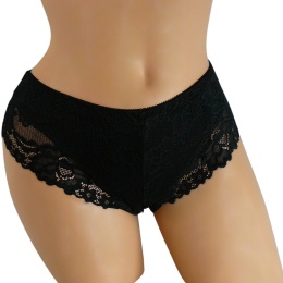 KAROMI Damskie Figi Majtki Bawełniane z Koronką 3XL czarne