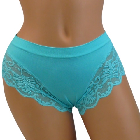 KAROMI MAJTKI DAMSKIE figi KORONKOWE roz. uniwersalny turkusowe