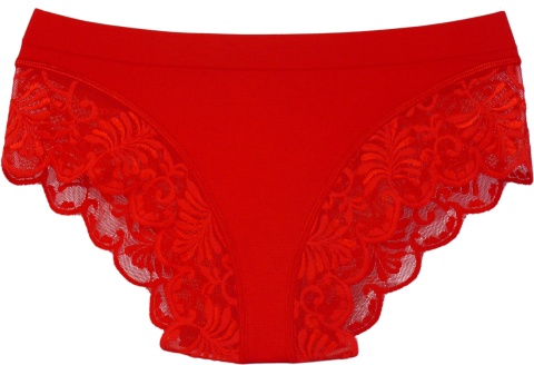KAROMI MAJTKI DAMSKIE figi KORONKOWE roz. uniwersalny czerwone