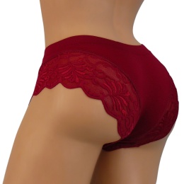 KAROMI MAJTKI DAMSKIE figi KORONKOWE roz. uniwersalny bordowe