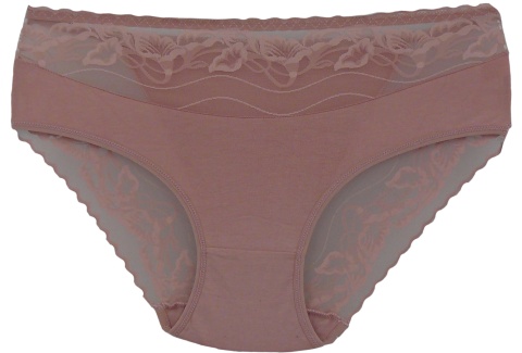 Damskie Wygodne Majtki Bawełniane Figi z Koronką KAROMI dusty pink 2XL