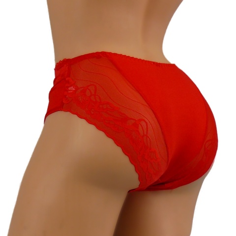 DORIMODES 6821 DAMSKIE MAJTKI KORONKOWE bawełniane czerwone L