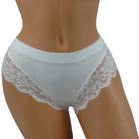 KAROMI MAJTKI DAMSKIE figi KORONKOWE roz. uniwersalny ecru