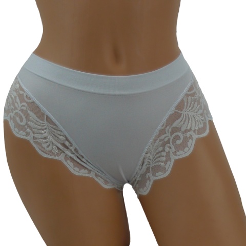 KAROMI MAJTKI DAMSKIE figi KORONKOWE roz. uniwersalny białe