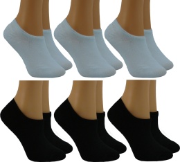 6x GŁADKIE BAWEŁNIANE czarne białe STOPKI QEMEN roz. 35-38