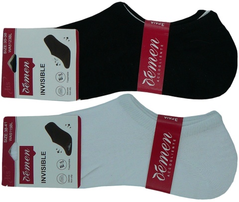 6x GŁADKIE BAWEŁNIANE czarne białe STOPKI QEMEN roz. 35-38