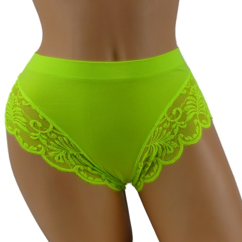 KAROMI MAJTKI DAMSKIE figi KORONKOWE roz. uniwersalny żółte neonowe