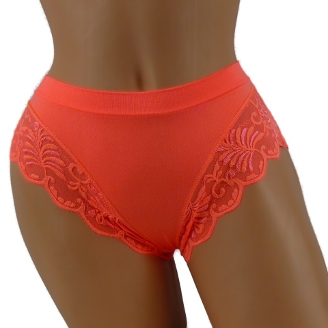 KAROMI MAJTKI DAMSKIE figi KORONKOWE roz. uniwersalny pomarańczowe