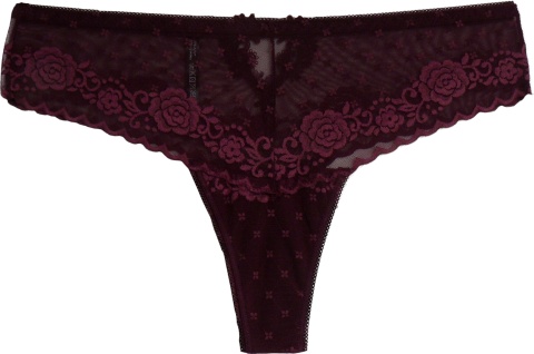 AniaLULO 232 STRINGI KORONKOWE XL bordowe