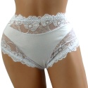 KAROMI Pełne Damskie Majtki Bawełniane Figi Koronkowe PLUS SIZE 3XL białe