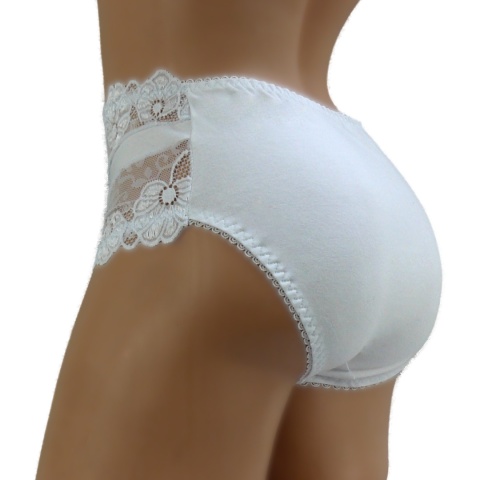 KAROMI Pełne Damskie Majtki Bawełniane Figi Koronkowe PLUS SIZE 3XL białe