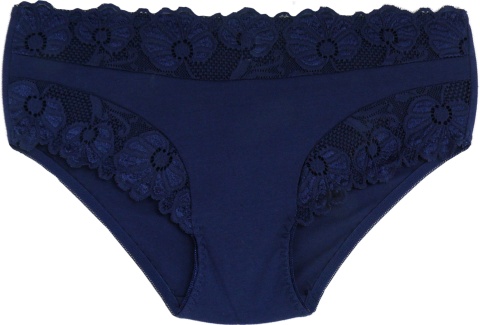 KAROMI Pełne Damskie Majtki Bawełniane Figi Koronkowe PLUS SIZE 3XL granat