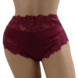 DAMSKIE MAJTKI KORONKOWE Yibili 0477 XL bordowe
