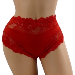 DAMSKIE MAJTKI KORONKOWE Yibili 0477 XL czerwone