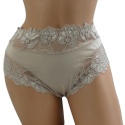 KAROMI Pełne Damskie Majtki Bawełniane Figi Koronkowe PLUS SIZE XL beżowe