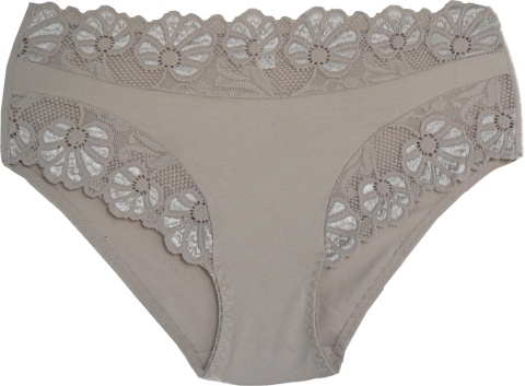 KAROMI Pełne Damskie Majtki Bawełniane Figi Koronkowe PLUS SIZE XL beżowe