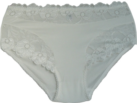 KAROMI Pełne Damskie Majtki Bawełniane Figi Koronkowe PLUS SIZE XL ecru