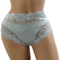 KAROMI Pełne Damskie Majtki Bawełniane Figi Koronkowe PLUS SIZE XL szare