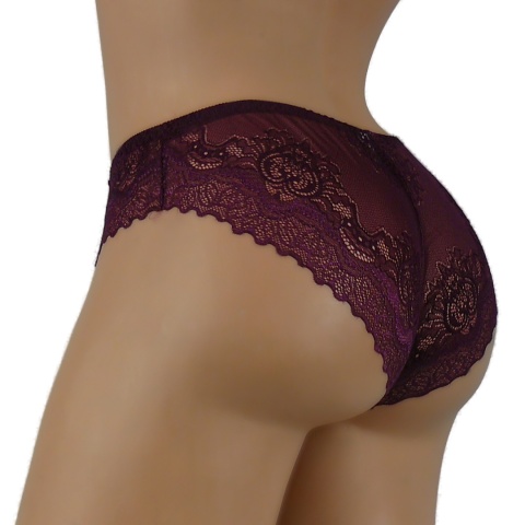 KORONKOWE BAWEŁNIANE MAJTKI Ania Lu Lo 253 4XL bordowe