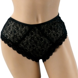 KORONKOWE DAMSKIE stringi PLUS SIZE 374 czarne roz.XXL