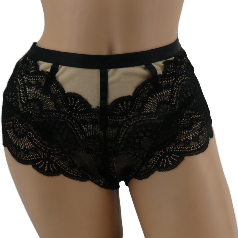 PLUS SIZE MAJTKI DAMSKIE KORONKOWE Ania Lu Lo 281 2XL czarno-beżowe