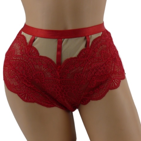 PLUS SIZE MAJTKI DAMSKIE KORONKOWE Ania Lu Lo 281 4XL czerwony