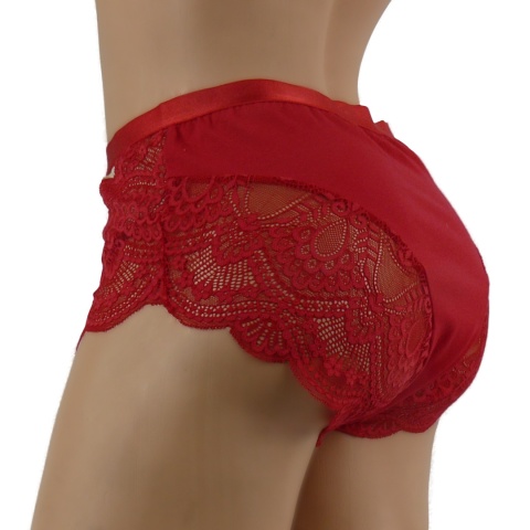 PLUS SIZE MAJTKI DAMSKIE KORONKOWE Ania Lu Lo 281 4XL czerwony