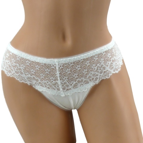 Sexy ZMYSŁOWE koronkowe majtki STRINGI ecru XL