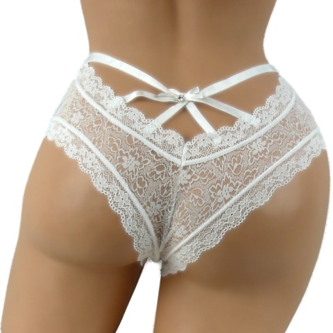 KORONKOWE DAMSKIE stringi PLUS SIZE 374 ecru 3XL