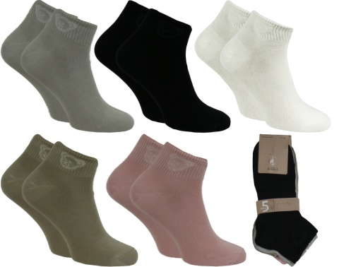 5x GŁADKIE krótkie SKARPETKI BAMBUSOWE damskie roz. 35-38 COSAS