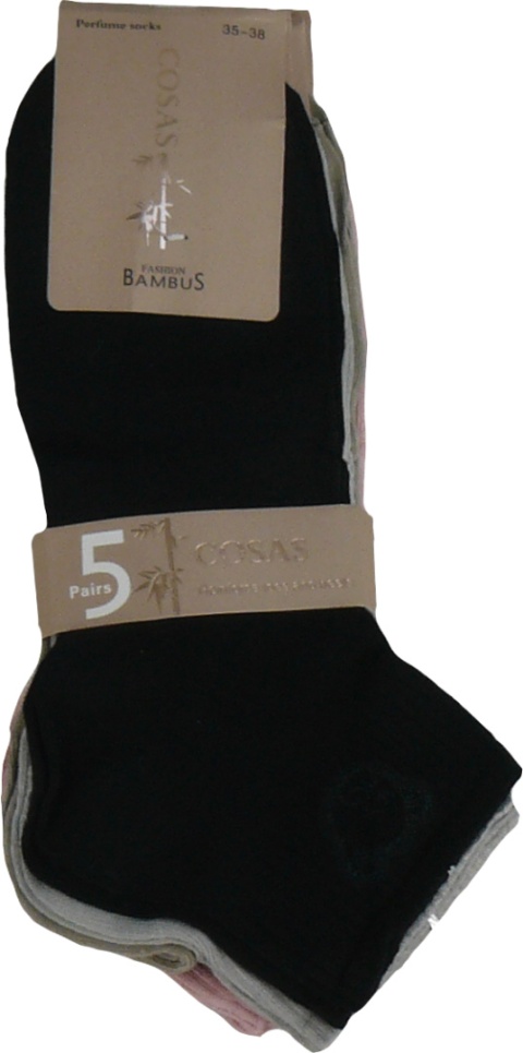 5x GŁADKIE krótkie SKARPETKI BAMBUSOWE damskie roz. 35-38 COSAS