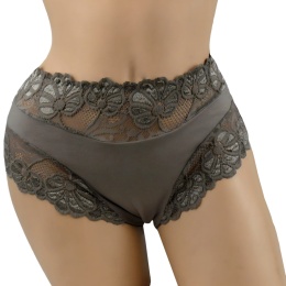 KAROMI Pełne Damskie Majtki Bawełniane Figi Koronkowe PLUS SIZE XL fango