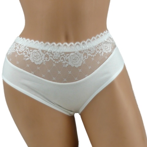 PEŁNE MAJTKI figi DAMSKIE Z KORONKĄ 291 ecru 2XL