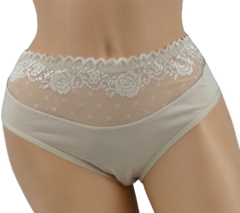 PEŁNE MAJTKI figi DAMSKIE Z KORONKĄ 291 beżowe XL