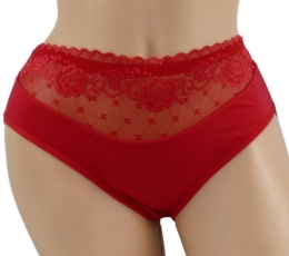 PEŁNE MAJTKI figi DAMSKIE Z KORONKĄ 291 czerwone 2XL