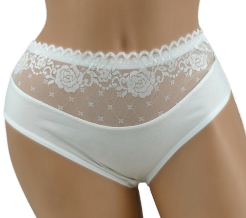 PEŁNE MAJTKI figi DAMSKIE Z KORONKĄ 291 ecru 2XL