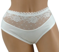 PEŁNE MAJTKI figi DAMSKIE Z KORONKĄ 291 ecru XL