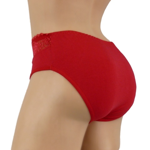 PEŁNE MAJTKI figi DAMSKIE Z KORONKĄ 291 czerwone 2XL