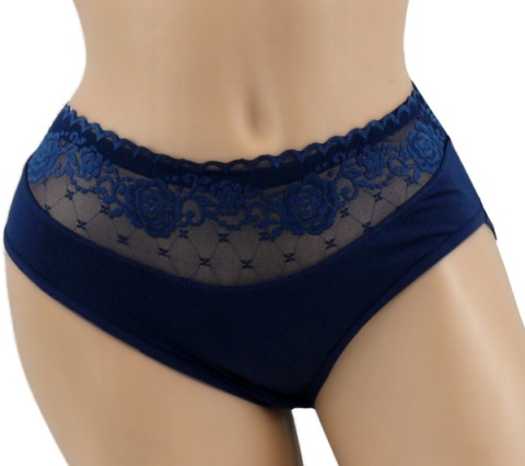 PEŁNE MAJTKI figi DAMSKIE Z KORONKĄ 291 granatowe 2XL