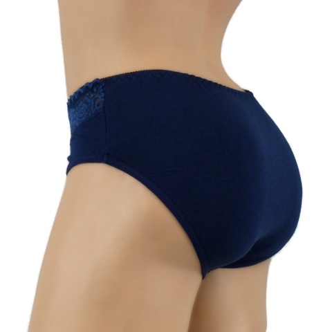 PEŁNE MAJTKI figi DAMSKIE Z KORONKĄ 291 granatowe 2XL