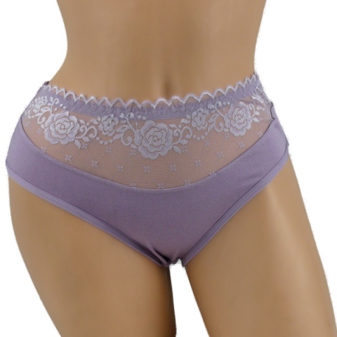 PEŁNE MAJTKI figi DAMSKIE Z KORONKĄ 291 wrzosowe XL