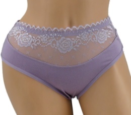 PEŁNE MAJTKI figi DAMSKIE Z KORONKĄ 291 wrzosowe 2XL