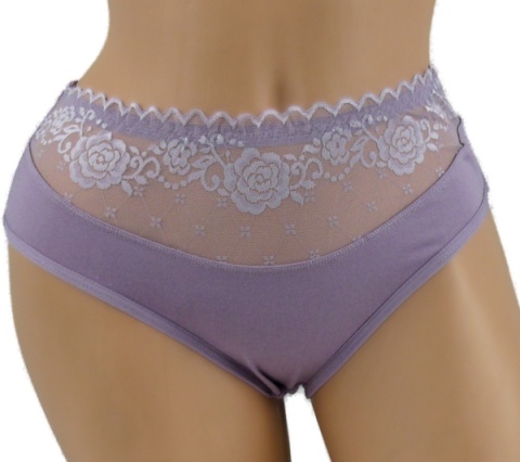 PEŁNE MAJTKI figi DAMSKIE Z KORONKĄ 291 wrzosowe 2XL